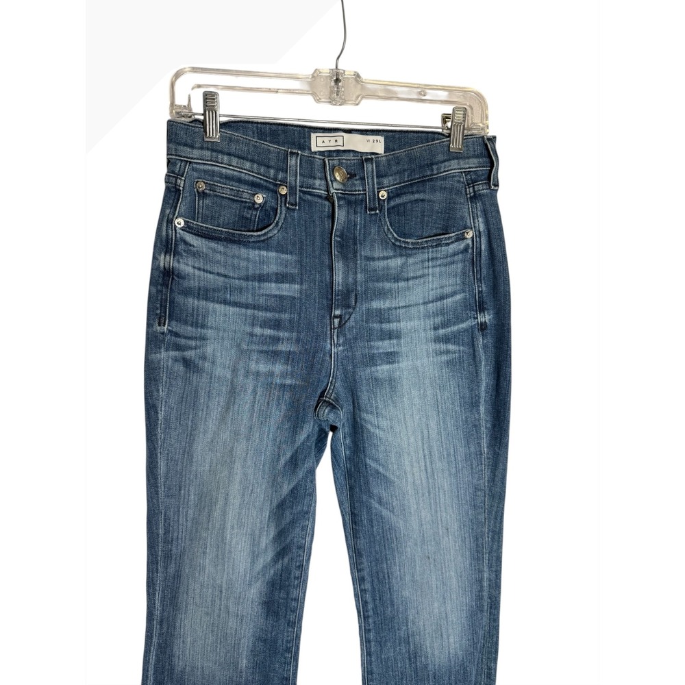 AYR Jeans The Pop Women's Blue Denim High Rise Crop Jeans Frayed Hem - long - Picture 5 of 12